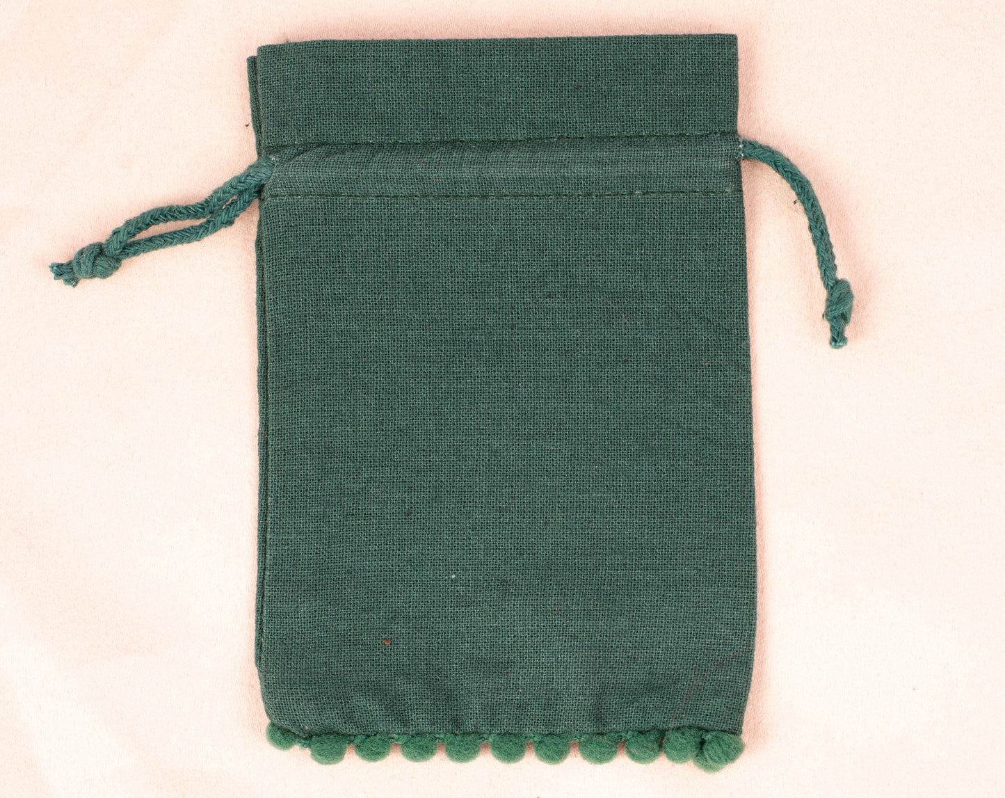 100pcs Dark Green Designer Cotton Pouches With Logo For Eco Friendly Jewelry Packaging