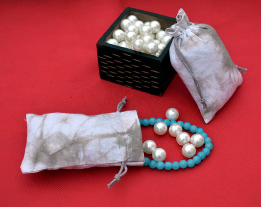 Pack of 100 - Light Lavender Gray Tie Dye Cotton Pouches With Logo