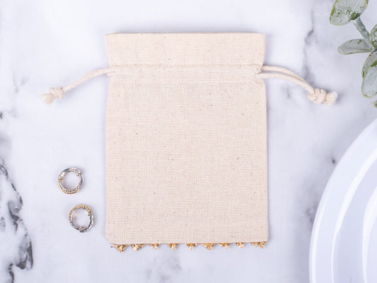 Eco-Friendly Designer Cotton Drawstring Pouches With Custom Logo for Jewelry