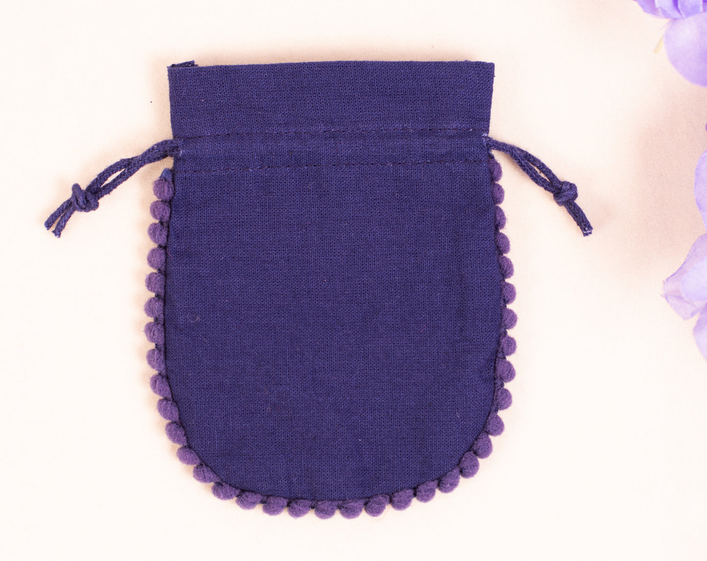 100pcs Blue Drawstring Designer Pouch With Logo For Jewelry Packaging