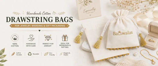 Elegant Handmade Cotton Drawstring Bags for Jewelry, Wedding & Gift Packaging