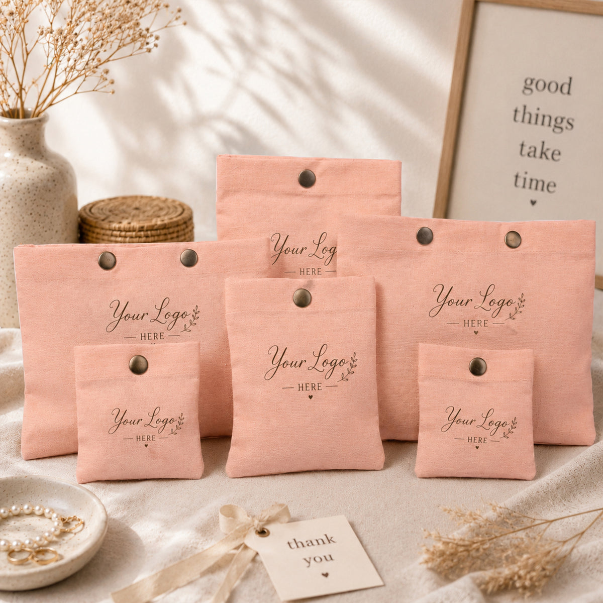 Snap Pouch Set of 100 | Custom Cotton Packaging Pouches