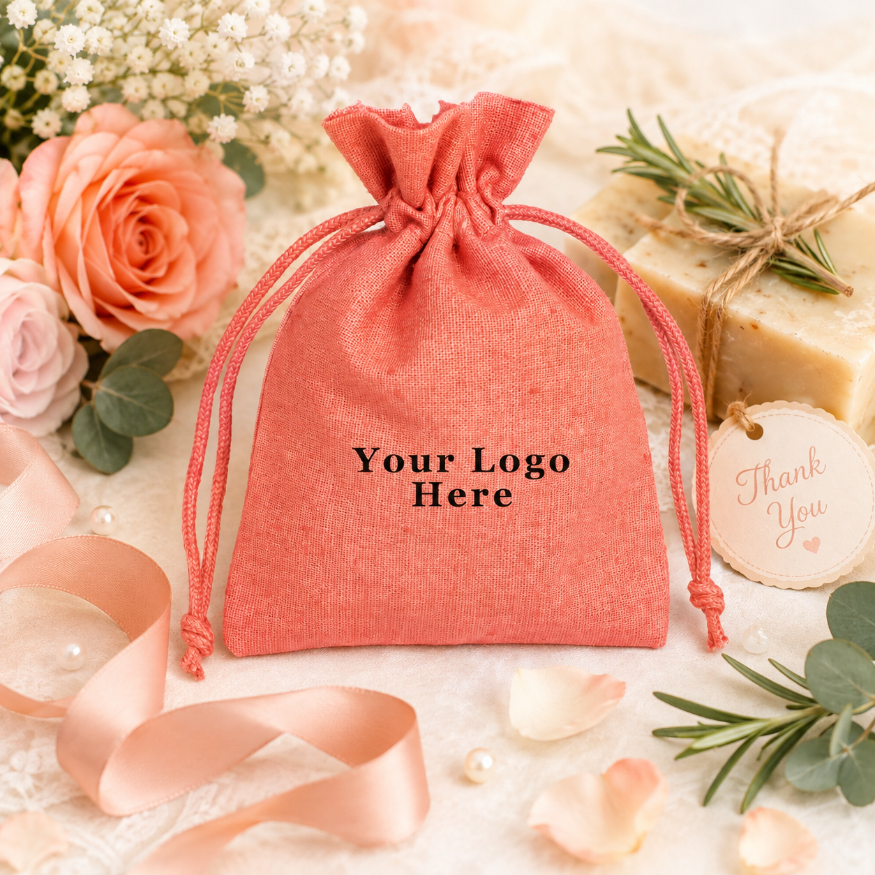 100pcs Custom Cotton Jewelry Pouches for Jewelry Brands | Drawstring Packaging Bags