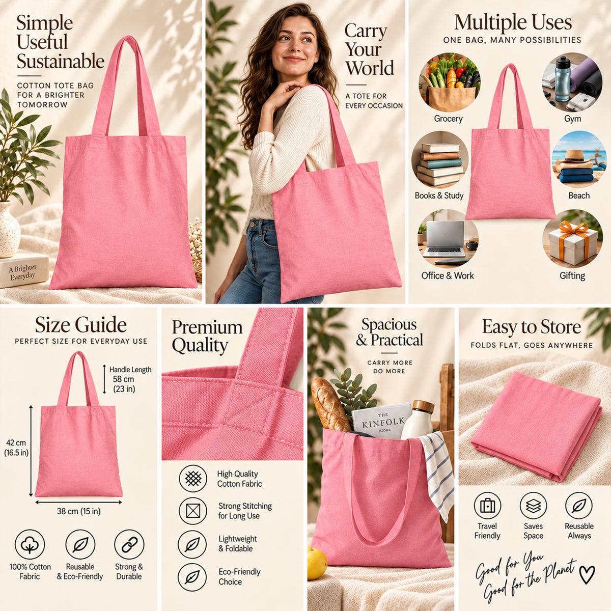 25pcs - Cotton Tote Bag With Custom Logo for Small Businesses