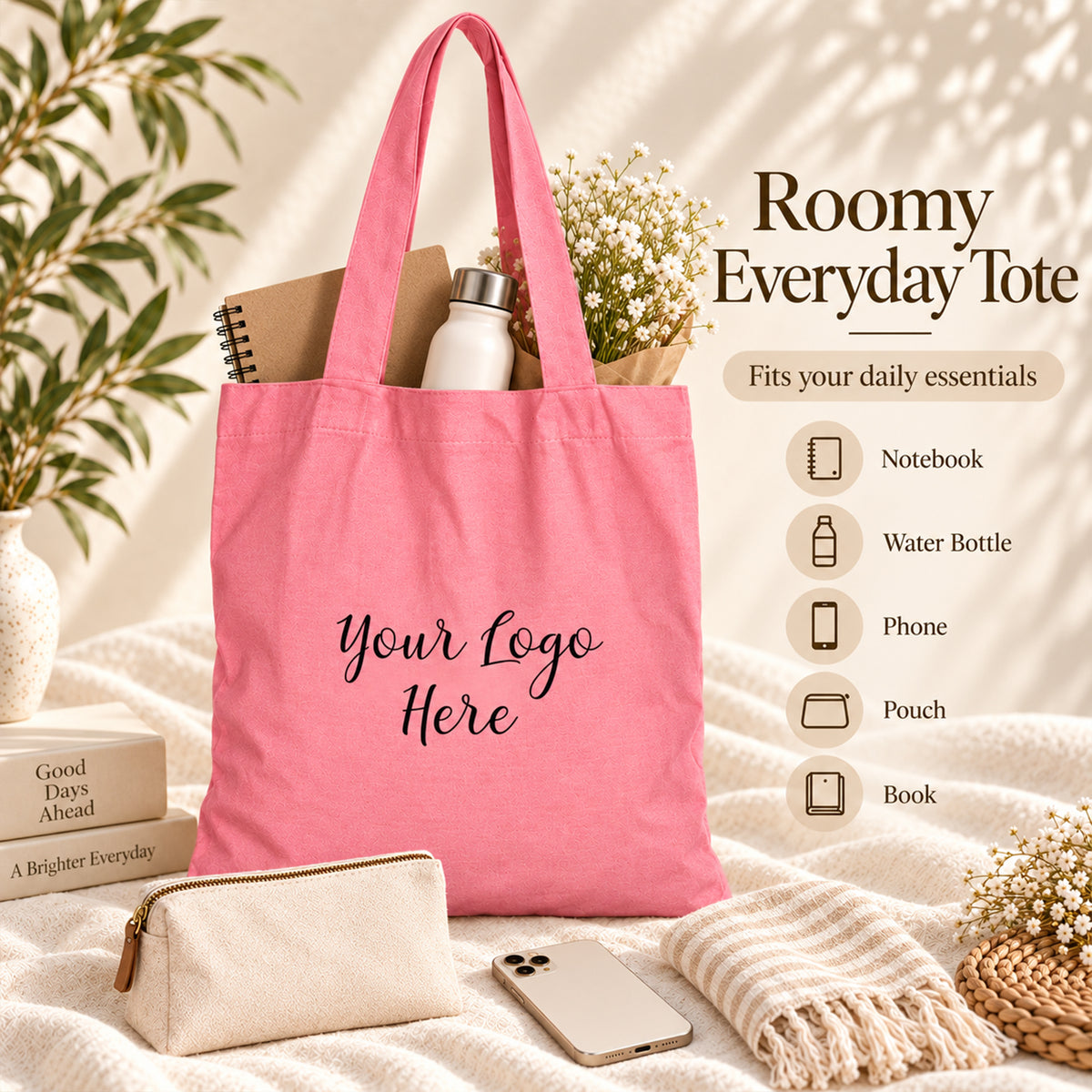 25pcs - Cotton Tote Bag With Custom Logo for Small Businesses