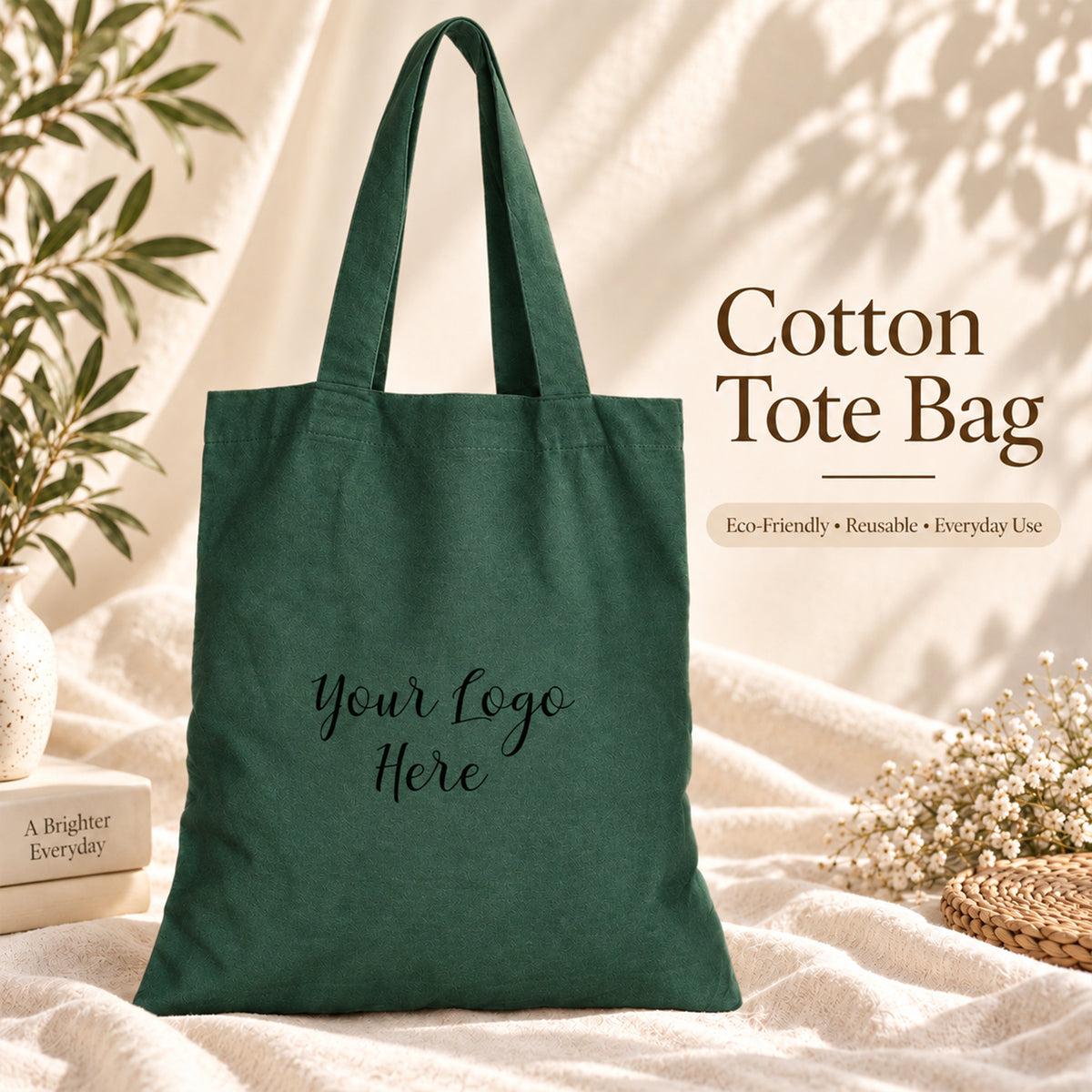 25pcs - Custom Logo Cotton Tote Bag for Retail Store Branding