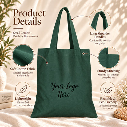 25pcs - Custom Logo Cotton Tote Bag for Retail Store Branding