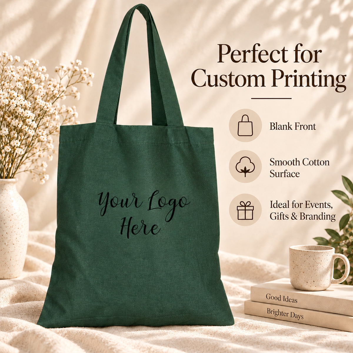 25pcs - Custom Logo Cotton Tote Bag for Retail Store Branding