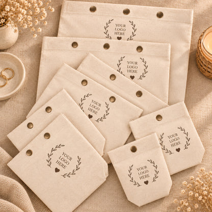 100pcs Cotton Snap Pouches with Base | Reusable Pouches