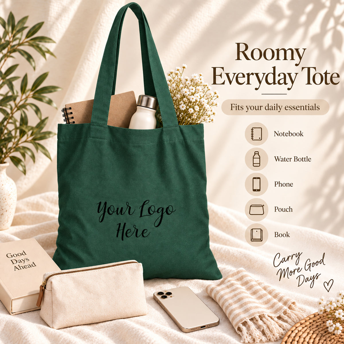 25pcs - Custom Logo Cotton Tote Bag for Retail Store Branding