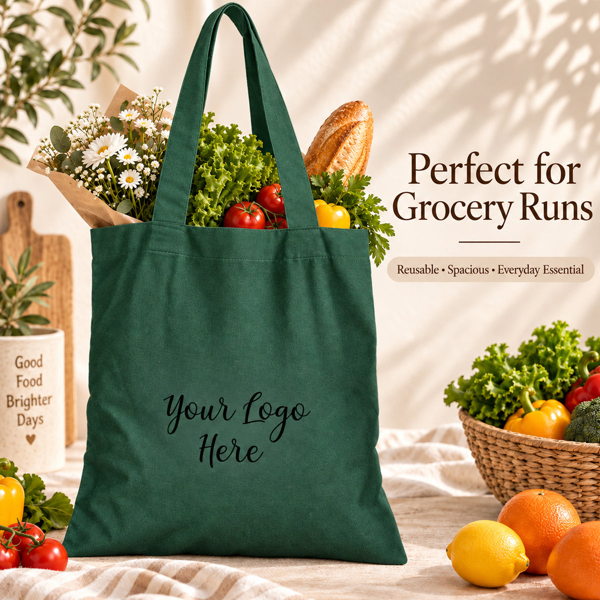 25pcs - Custom Logo Cotton Tote Bag for Retail Store Branding