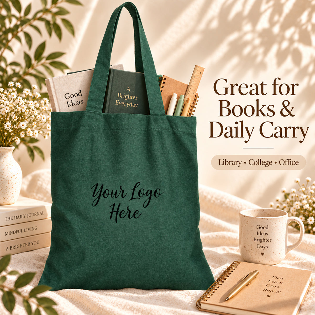 25pcs - Custom Logo Cotton Tote Bag for Retail Store Branding