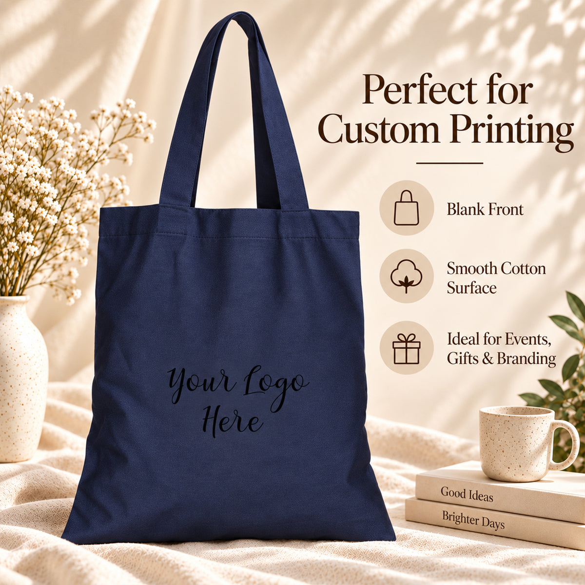 25pcs - Branded Cotton Tote Bag for Boutiques and Gift Shops