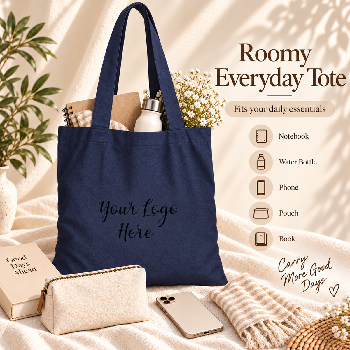 25pcs - Branded Cotton Tote Bag for Boutiques and Gift Shops