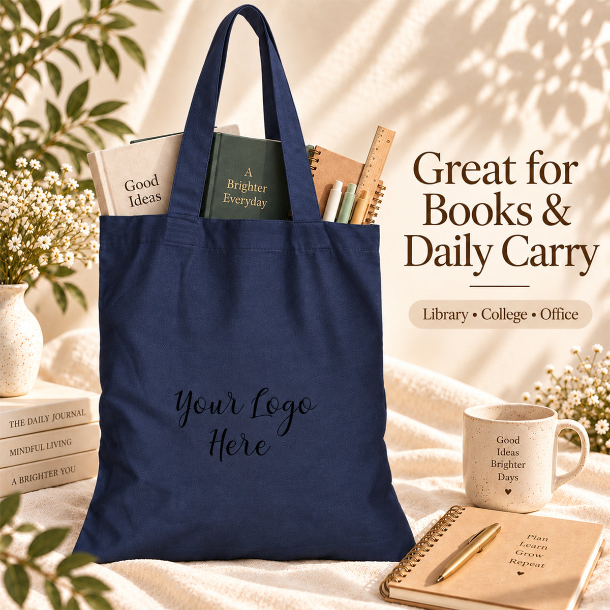 25pcs - Branded Cotton Tote Bag for Boutiques and Gift Shops
