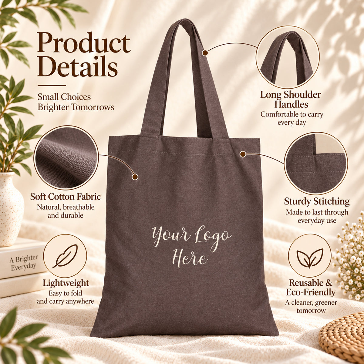 25pcs - Custom Logo Cotton Tote Bag for Business Events and Teams
