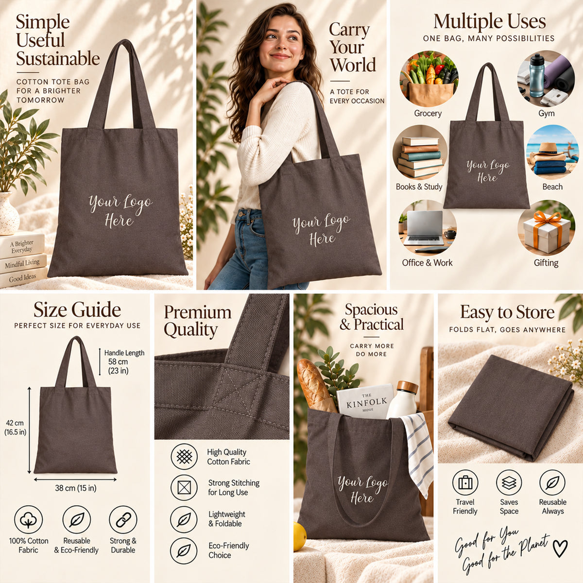 25pcs - Custom Logo Cotton Tote Bag for Business Events and Teams