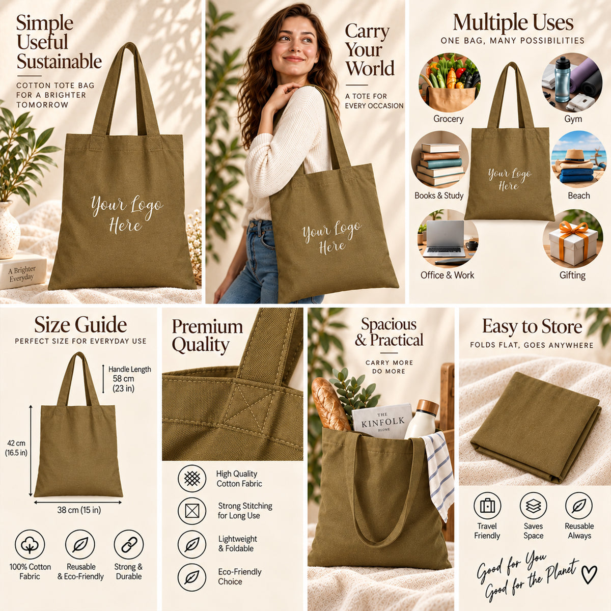 25pcs - Personalized Cotton Tote Bag for Events and Promotions