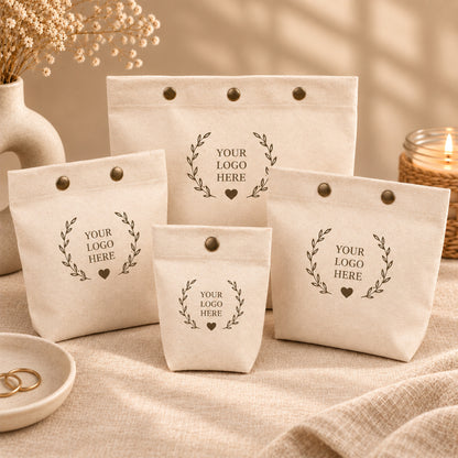 100pcs Cotton Snap Pouches with Base | Reusable Pouches