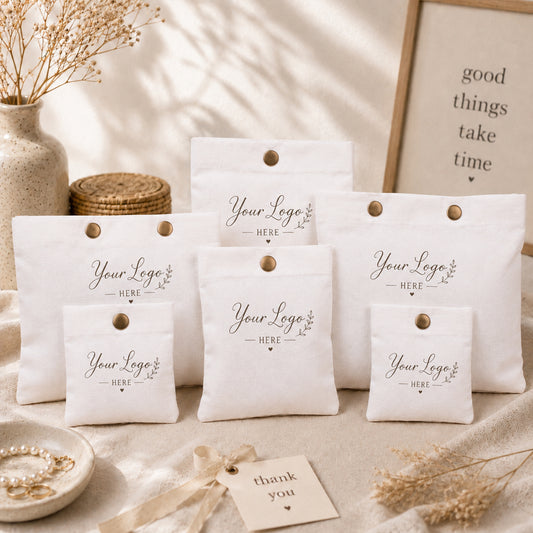 100pcs Cotton Snap Pouches | Reusable Packaging Pouches