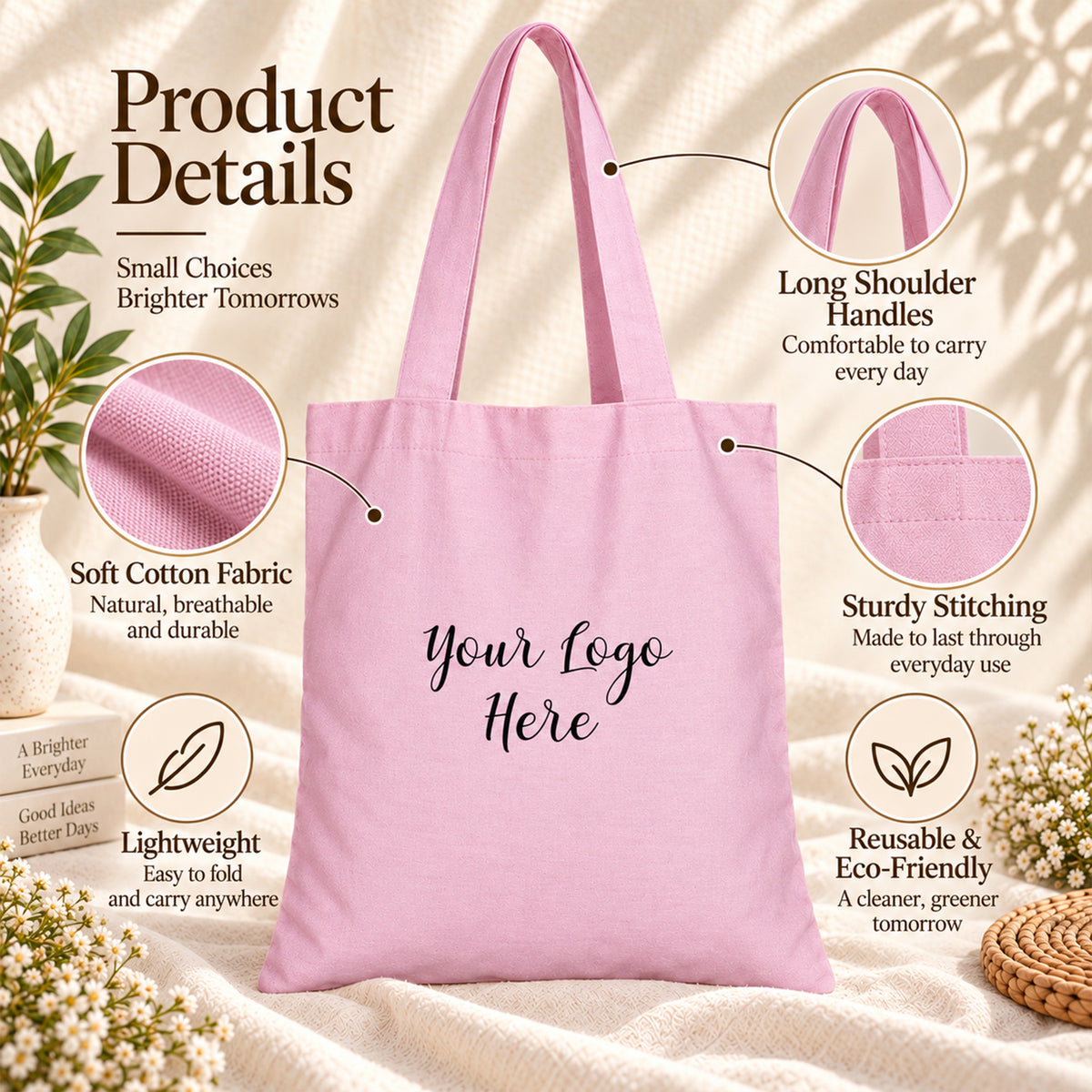 25pcs - Cotton Tote Bag With Your Custom Event Logo or Artwork