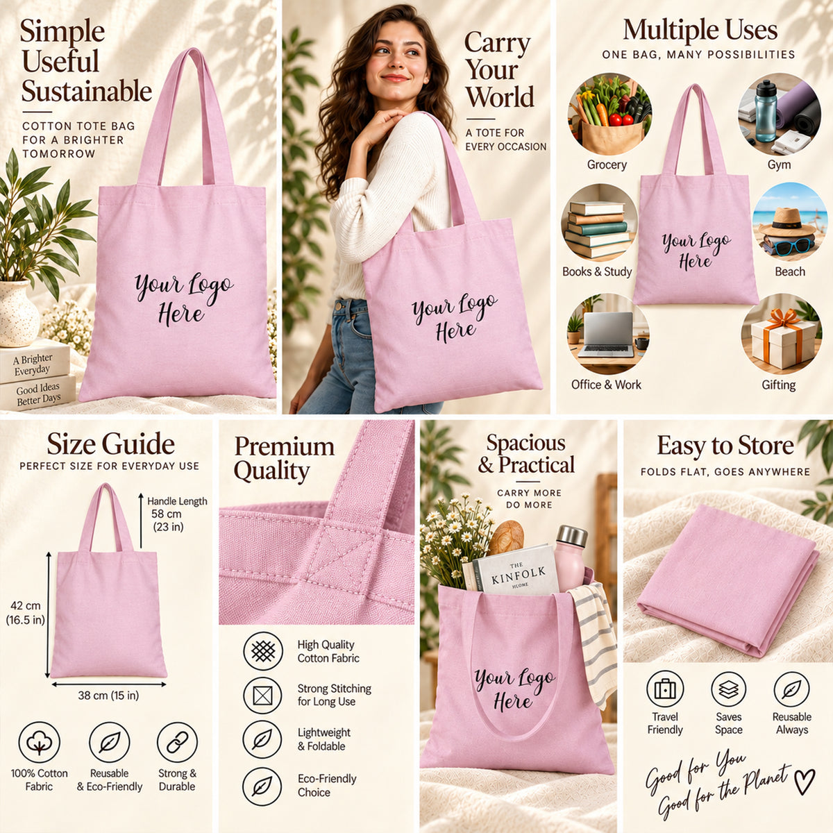 25pcs - Cotton Tote Bag With Your Custom Event Logo or Artwork