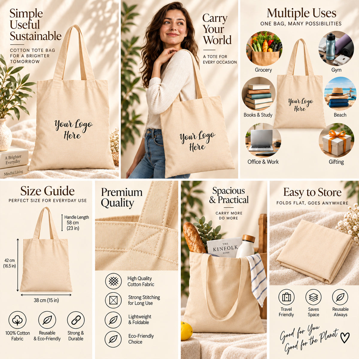 25pcs - Custom Conference Cotton Tote Bag With Company Logo