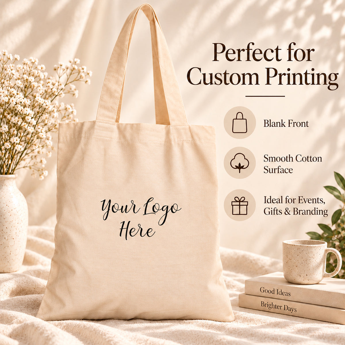 25pcs - Custom Conference Cotton Tote Bag With Company Logo