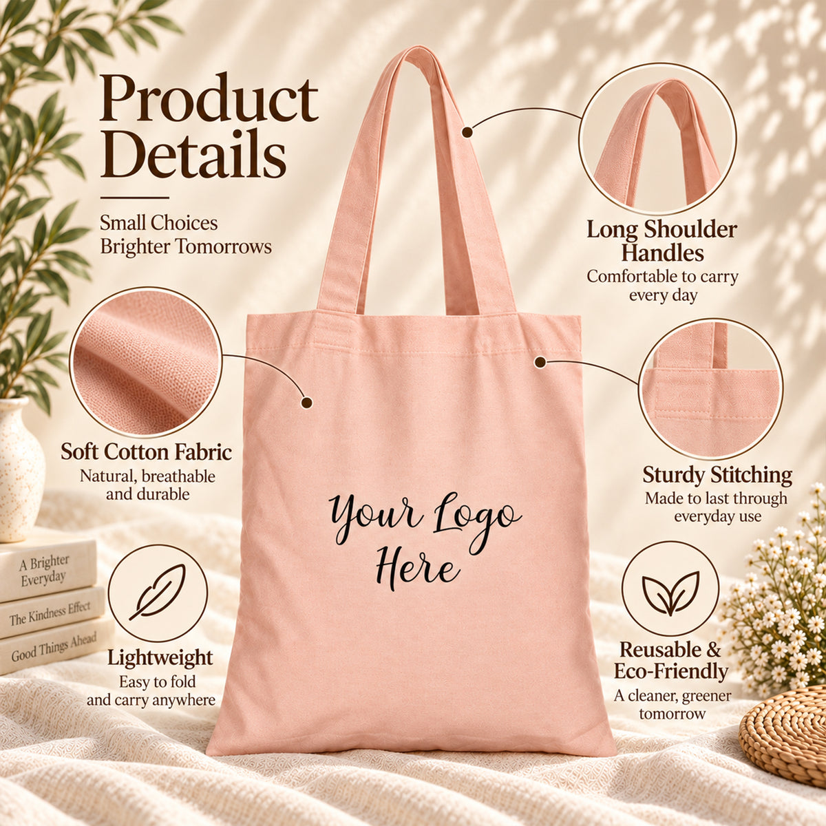 25pcs - Custom Logo Cotton Tote Bag for Trade Show Events and Expos
