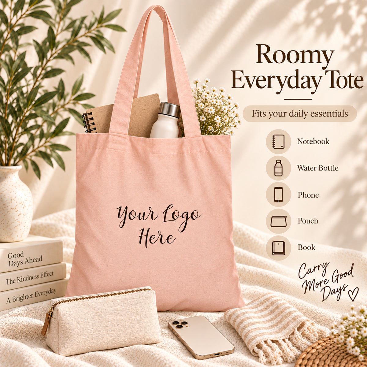25pcs - Custom Logo Cotton Tote Bag for Trade Show Events and Expos