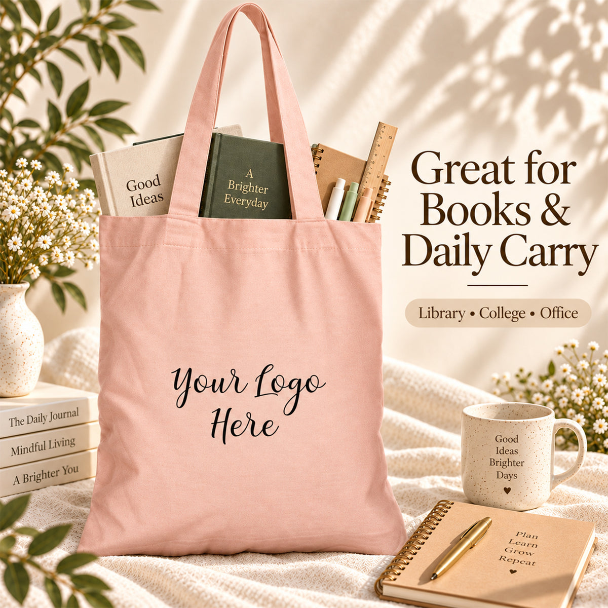 25pcs - Custom Logo Cotton Tote Bag for Trade Show Events and Expos