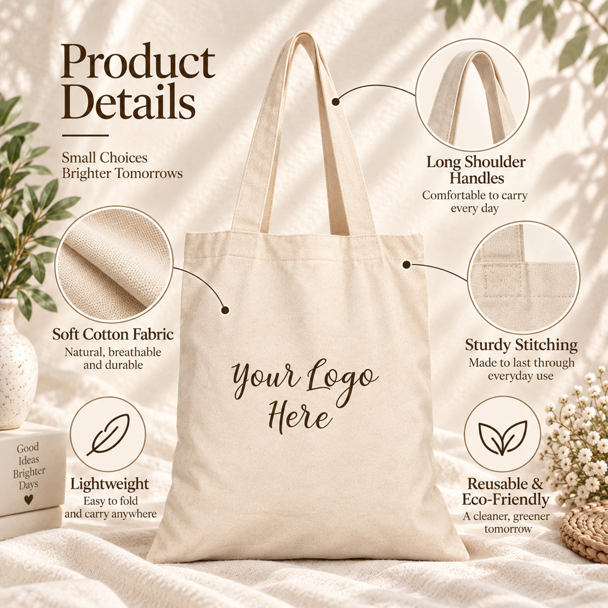 25pcs - Cotton Trade Show Tote Bag With Custom Company Logo