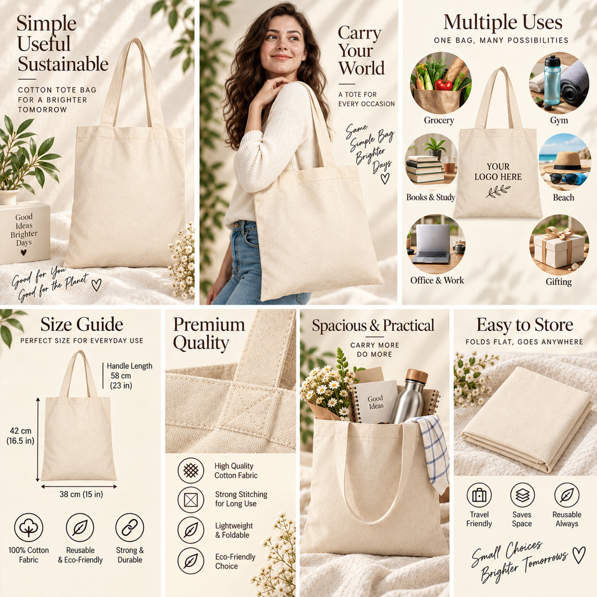 25pcs - Cotton Trade Show Tote Bag With Custom Company Logo