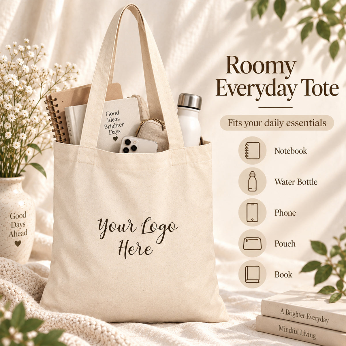 25pcs - Cotton Trade Show Tote Bag With Custom Company Logo