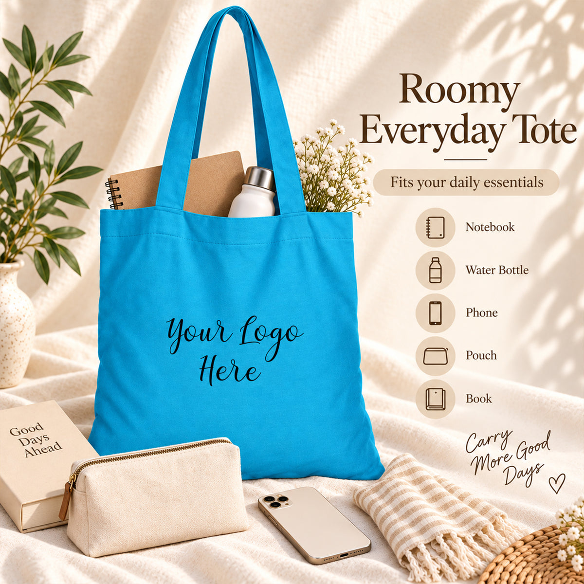 25pcs - Custom Printed Cotton Tote Bag With Your Brand Logo
