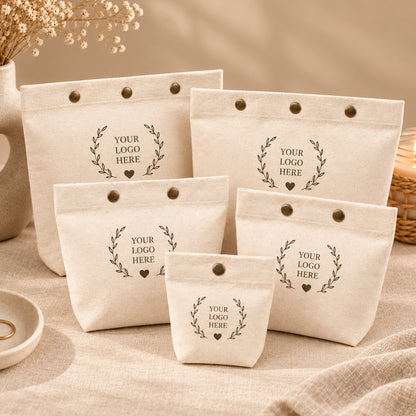 100pcs Cotton Snap Pouches with Base | Reusable Pouches