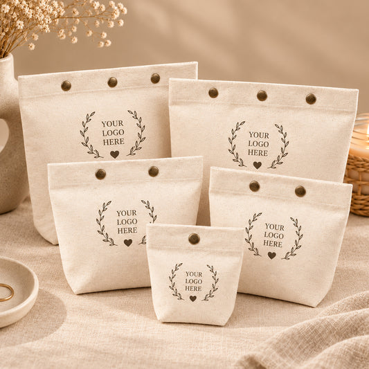 100pcs Cotton Snap Pouches with Base | Reusable Pouches