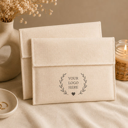 Custom Cotton Pouch Set of 100, Eco Friendly Boutique Packaging for Jewelry & Gifts with Brand Logo