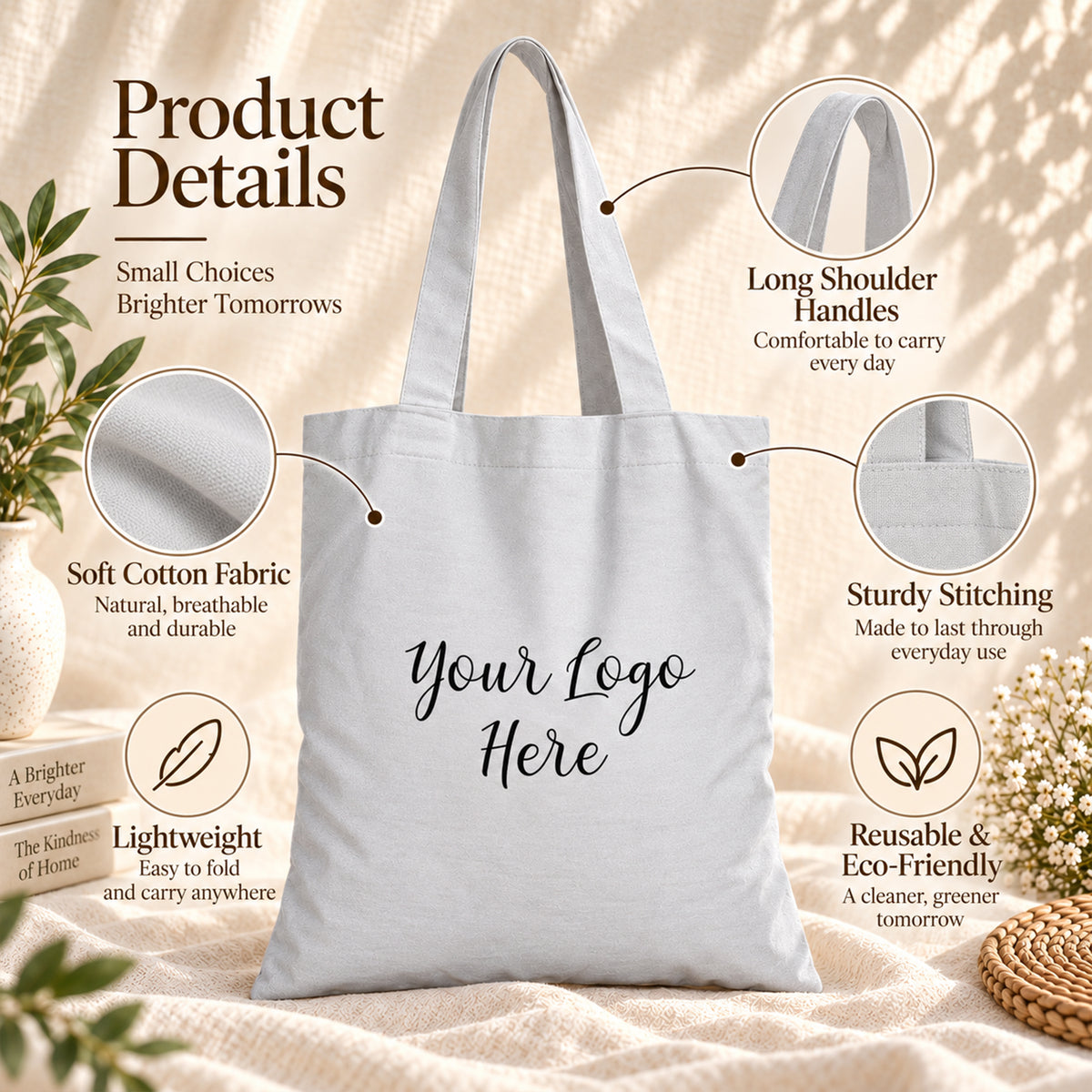 25pcs - Branded Cotton Tote Bag for Shops and Small Businesses
