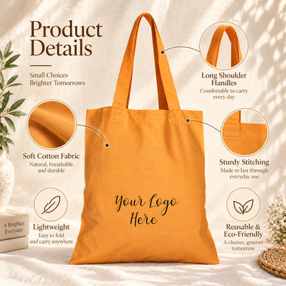 Custom Logo Cotton Tote Bag for Business and Events - 25pcs