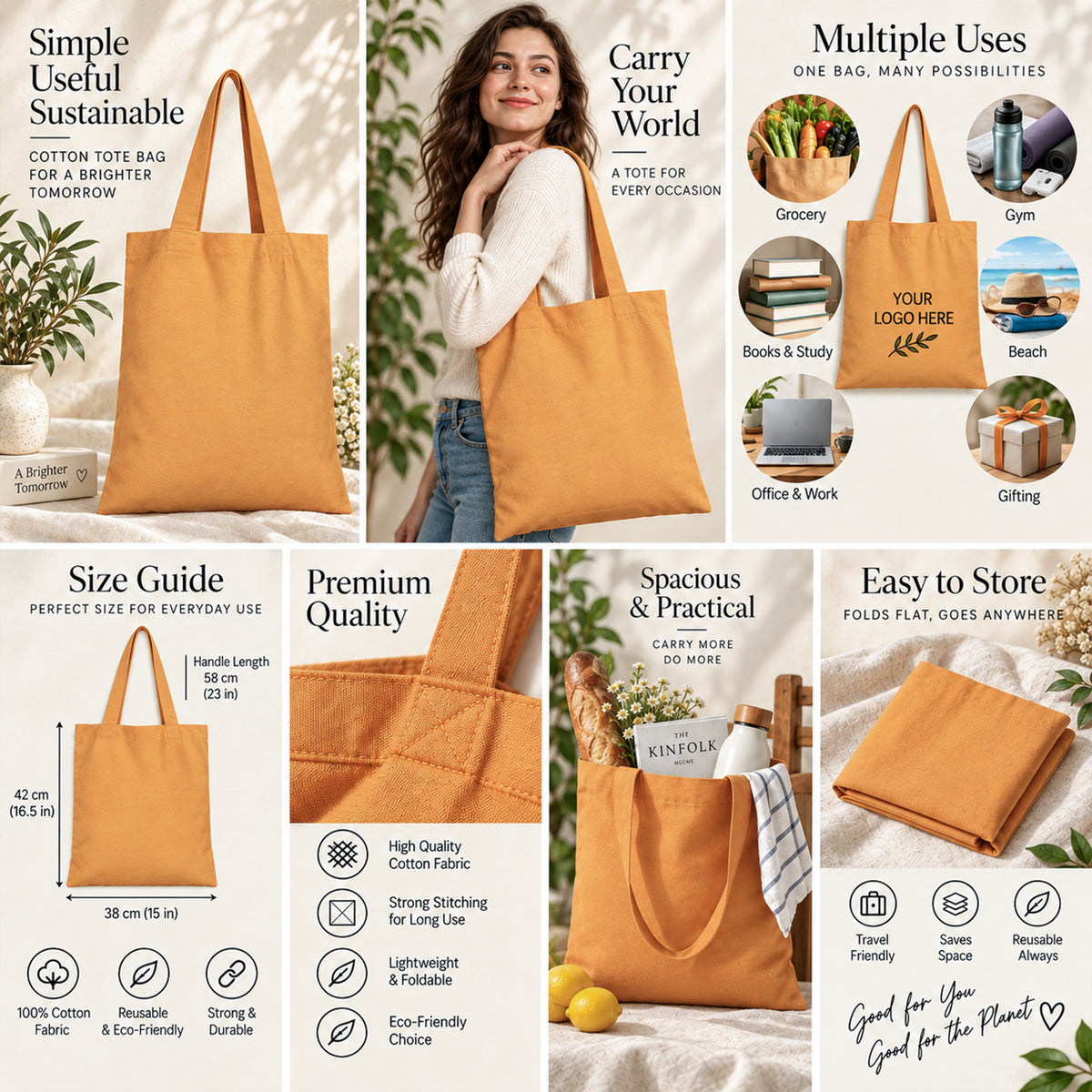 25pcs - Cotton Tote Bag With Company Logo for Everyday Use