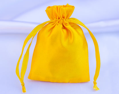 100pcs Yellow Satin Drawstring Jewelry Bags With Logo in Bulk