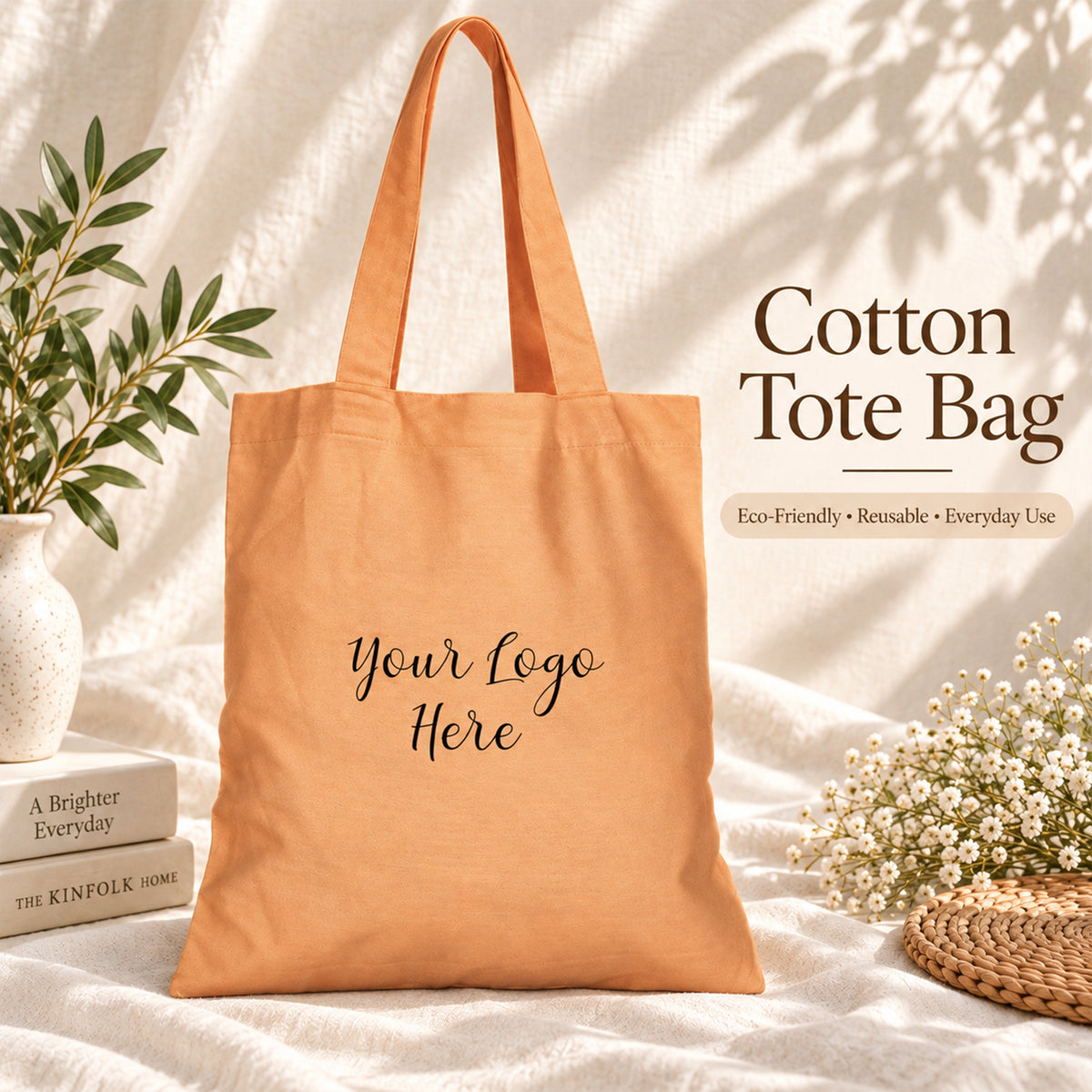 25pcs - Custom Business Logo Cotton Tote Bag for Retail Shops