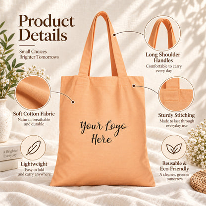 25pcs - Custom Business Logo Cotton Tote Bag for Retail Shops