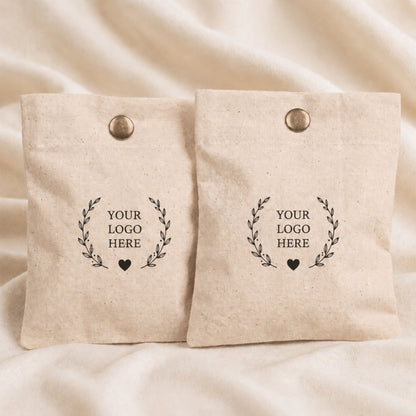 Custom Logo Cotton Snap Pouch Set of 100, Eco Friendly Jewelry Packaging Bags in Bulk