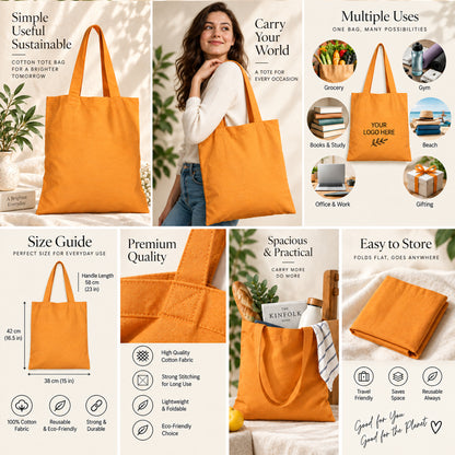 Custom Logo Cotton Tote Bag for Business and Events - 25pcs