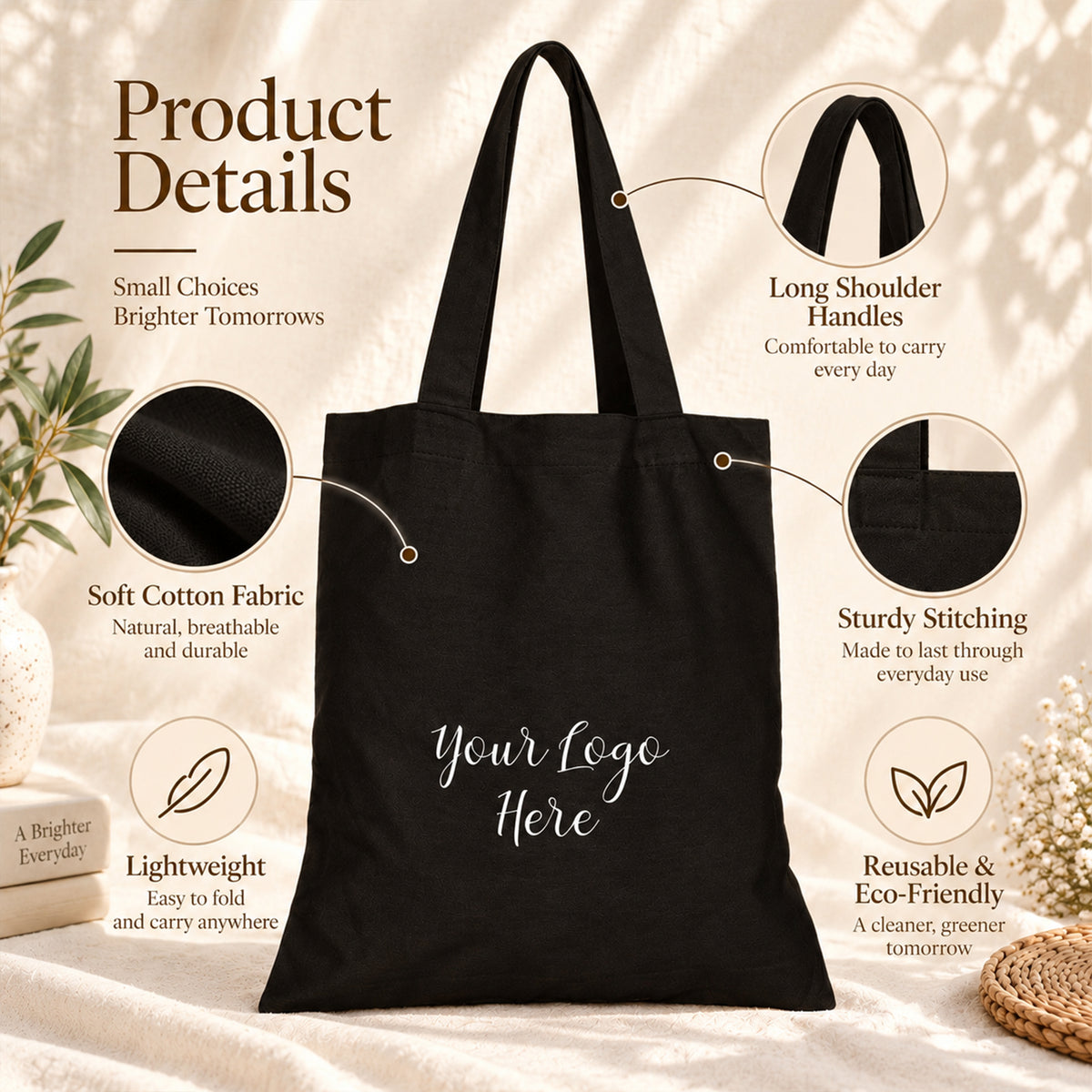 25pcs - Personalized Cotton Tote Bag for Your Small Business