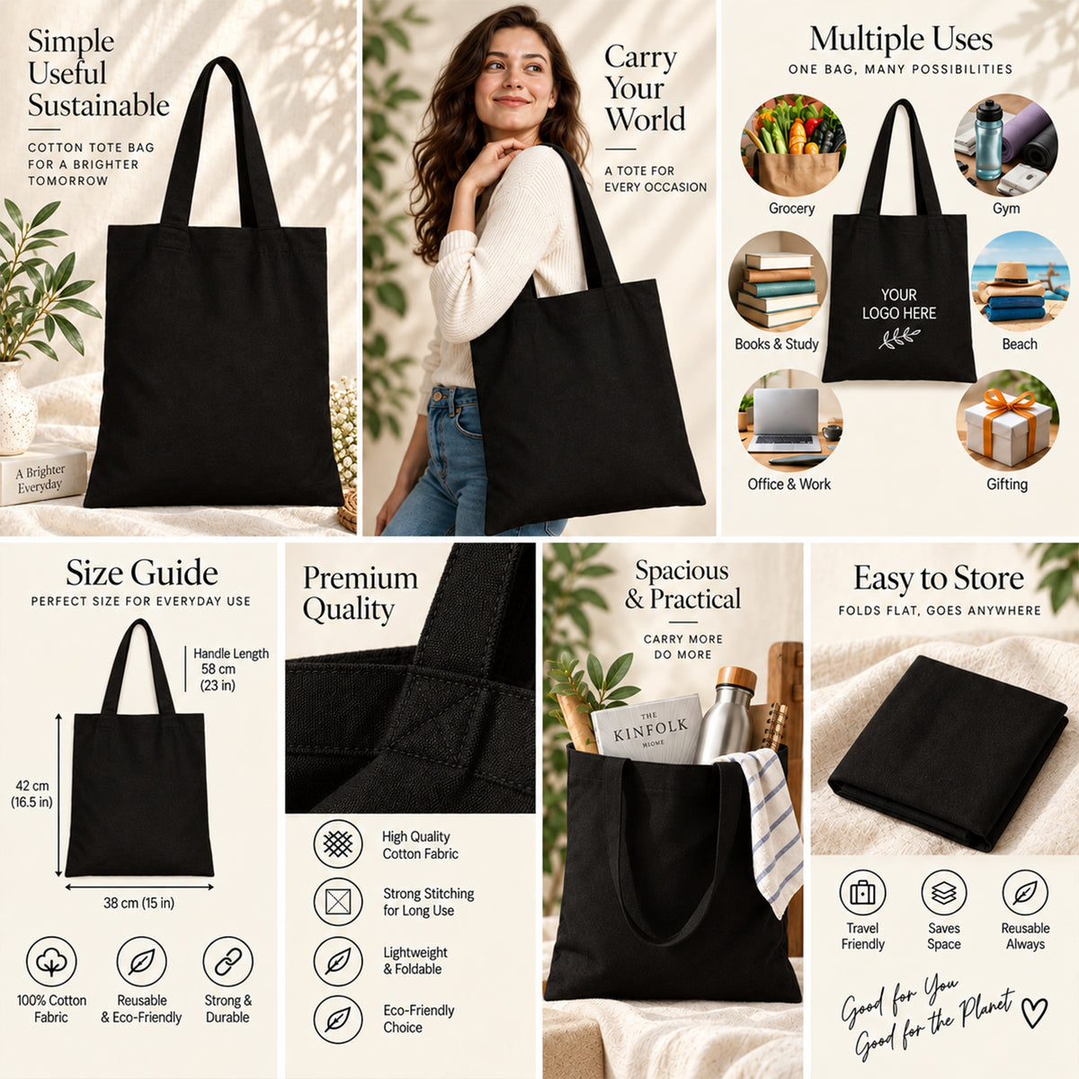 25pcs - Personalized Cotton Tote Bag for Your Small Business