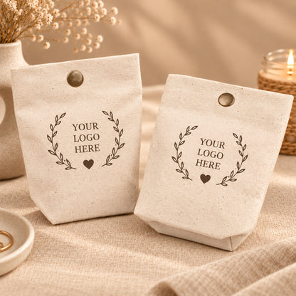 100pcs Cotton Snap Pouches with Base | Reusable Pouches
