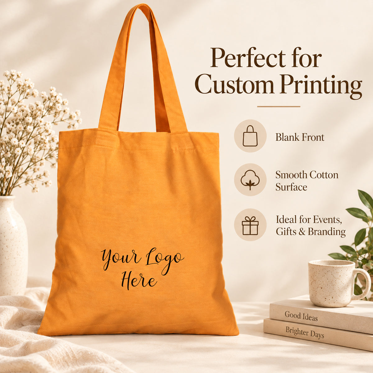 Custom Logo Cotton Tote Bag for Business and Events - 25pcs